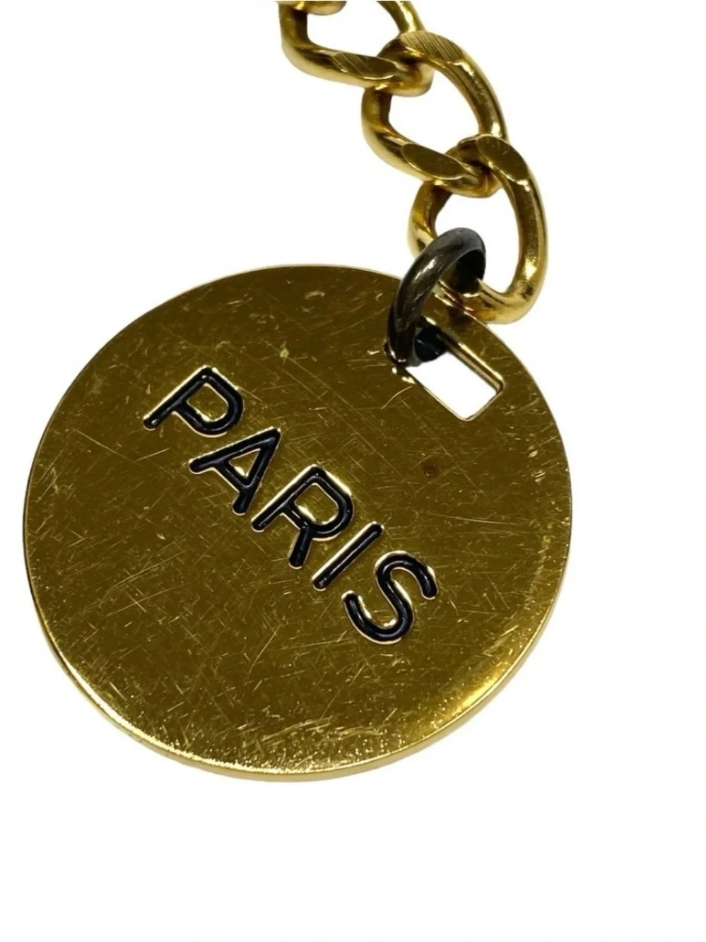 Authentic Vintage CHANEL Gold Chain CHANEL PARIS Medallion Bag Charm Keychain